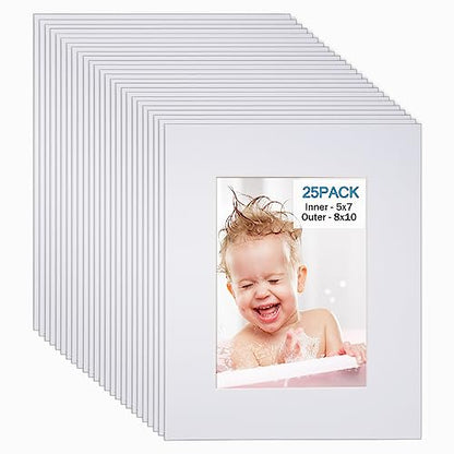 8x10 White Picture Mats Pack of 25