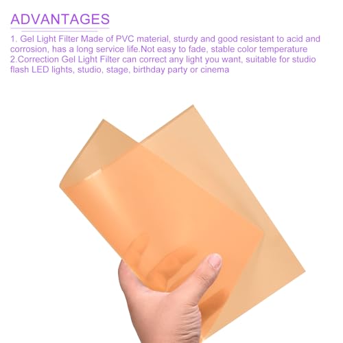4Pcs Correction Gel Light Filter Overlay Transparent Plastic PVC Sheets Orange for Photo