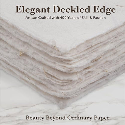 Cream A5 Handmade Deckled Edge Cotton Paper (265 sq inch)
