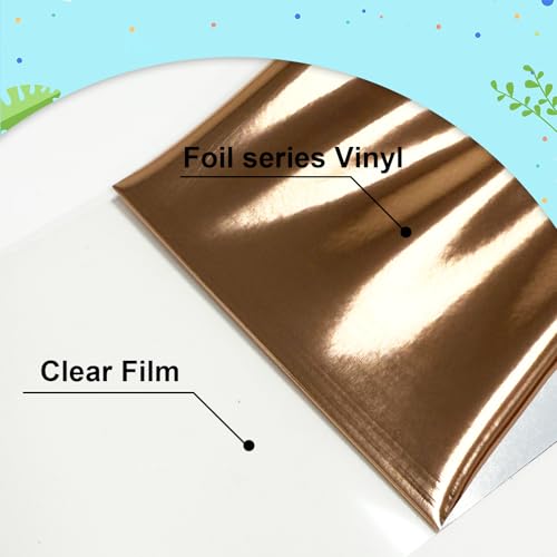 Heat Transfer Vinyl Metallic Rose Gold Foil 12"*6Ft Bundle Chrome HTV Pack in Vibrant Colors for Stunning T
