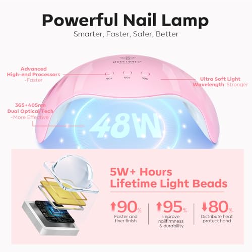Poly Extension Gel Nail Kit 6 Colors with 48W UV Lamp Pink Nude