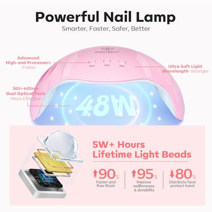 Poly Extension Gel Nail Kit 6 Colors with 48W UV Lamp Pink Nude