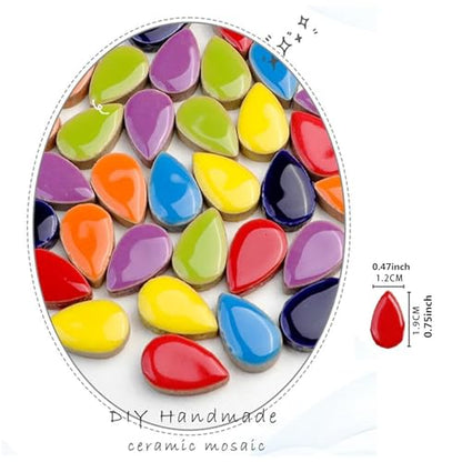 1.1lb Raindrops Ceramics Mosaic Tiles for DIY Crafts Home Decoration (150 Count)