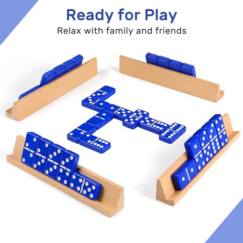 Dominoes Set for Adults with 4 Wooden Racks