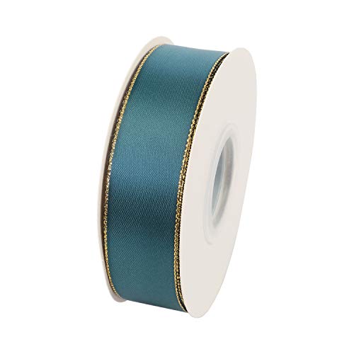 1" Inch Double Faced Satin Ribbon 25 Yards with Gold Edges
