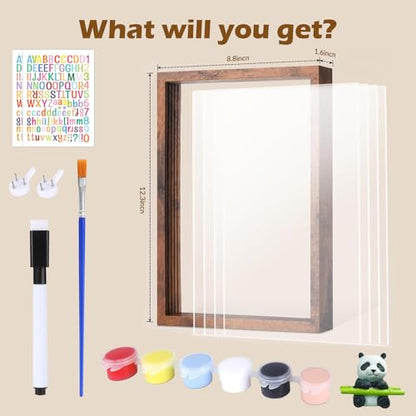 Family Handprint Kit DIY Craft Keepsake Wooden Frame Non Toxic Paints Transparent Sheets Perfect for Handprints Prints and Footprints Endless Present Set for New Parents and Family Memories