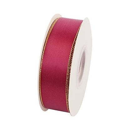 1" Inch Double Faced Satin Ribbon 25 Yards with Gold Edges