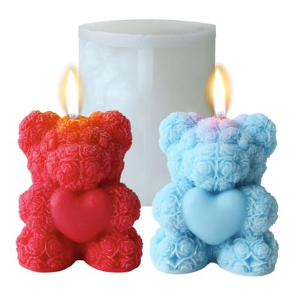 Rose Bear Silicone Mold for Candle Making