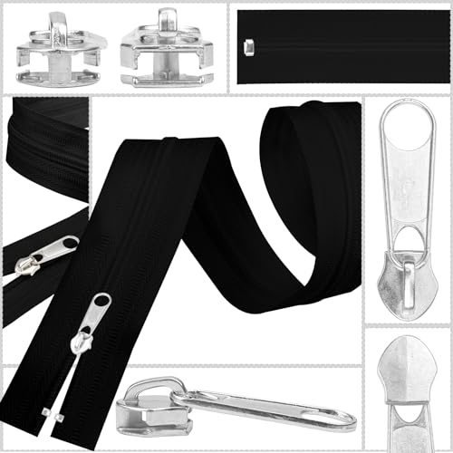 20Pcs Silver Zipper Repair Kit Zippers Replacement 5# Zipper Pull Rescue Kit for Clothing Jackets Purses Luggage Backpacks (20 Count)