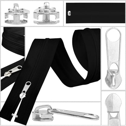 20Pcs Silver Zipper Repair Kit Zippers Replacement 5# Zipper Pull Rescue Kit for Clothing Jackets Purses Luggage Backpacks (20 Count)