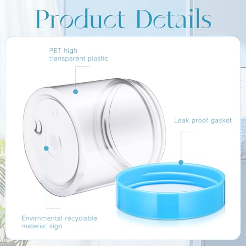 12 Pack 6 oz Plastic Container Jars with Lids Round Clear Travel Cosmetic Container Slime Jars for Toiletries (12 Count)