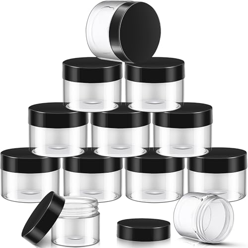 12 Pack 32 oz Plastic Container Jars with Lids Round Clear Travel Cosmetic Container Slime Jars for Toiletries (12 Count)