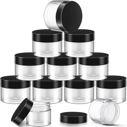 12 Pack 32 oz Plastic Container Jars with Lids Round Clear Travel Cosmetic Container Slime Jars for Toiletries (12 Count)