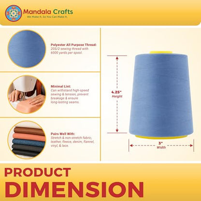 20S 2 Steel Blue Polyester 4 Pack of Serger Threads Cones