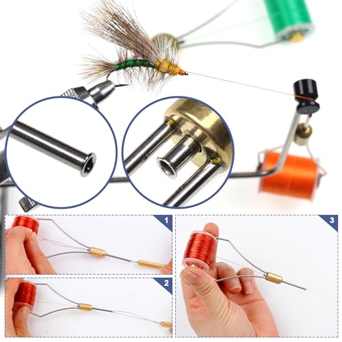 Fly Tying Kit Material Tools Kit Bobbin Fly Hooks Scissors Fly Beads Threader Needle Whip Finisher Fly Fishing Flies Starter Making Kit with Carry Bag