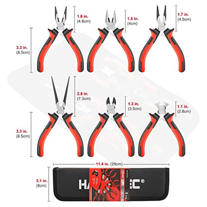 6PCS Mini Pliers Set High Leverage Multi Small Pliers Tool Set with Small Needle Nose Pliers Set (6 Count)