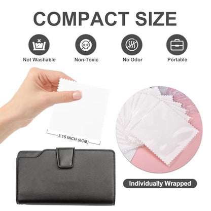 100pcs Jewelry Cleaning Cloth White Polishing Cloth for Sterling Silver Gold Platinum Small Silver Polish 8x8cm (100 Count)