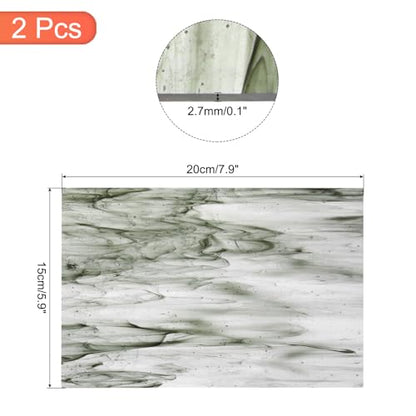 2 Pcs Stained Glass Sheet Mosaic Tile 7.9 Inch x 5.9 Inch Dark Gray Stained Glass Sheets for Crafts DIY Art Project