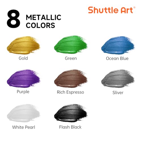 8 Colors Metallic Acrylic Paint (67.6 Fl Oz)