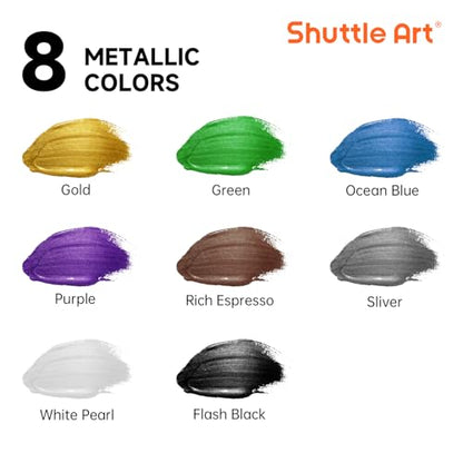 8 Colors Metallic Acrylic Paint (67.6 Fl Oz)