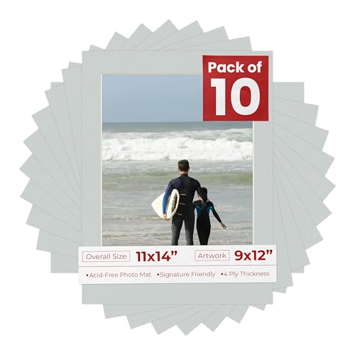 Pack of TEN 11x14 Mats Bevel Cut for 9x12 Photos (10 Count)