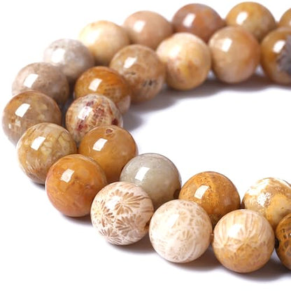 10MM Coral Jade Stone Beads Chrysanthemum Gemstone Round Crystal Energy Jade Beads for Jewelry and Bracelets Making 36pcs 1 Strands 16"