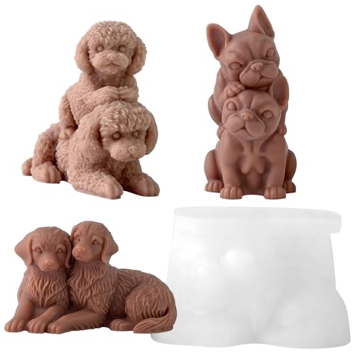 Couple Animal Dog Cylinder Candle & Resin Mold
