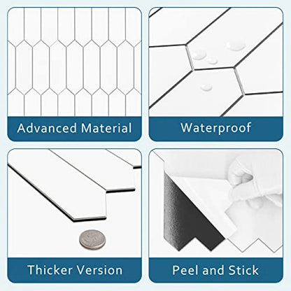 10 Sheet Long Hexagon Peel and Stick Backsplash (10 Count)