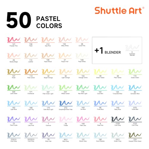 Pastel Alcohol Markers Brush tip (51 Count)