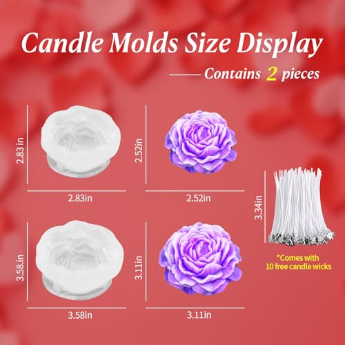 2PCS 3D Flower Candle Making Molds Moldes de Silicona para Velas (2 Count)