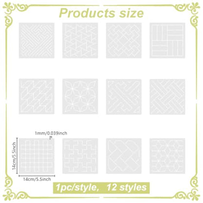 Sashiko Embroidery Stencils Sashiko Stencil Geometric Embroidery Patterns Stencils for Drawing Sashiko Template for Hand Quilting and Embroidery14x14cm