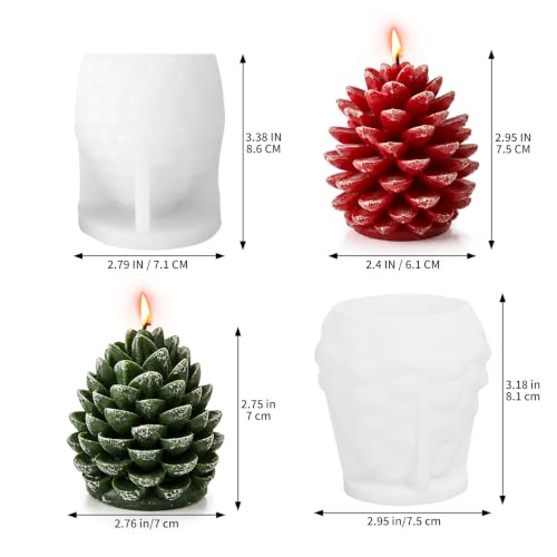 2 Pack Christmas 3D Pinecone Silicone Candle Molds
