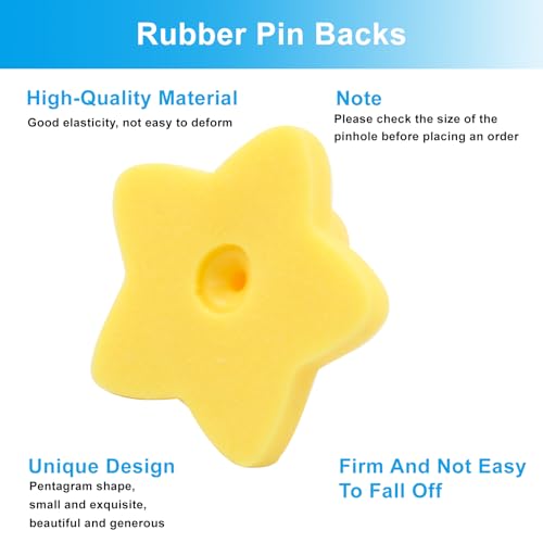 100 Pack Yellow Star Shape Rubber Pin Backs (100 Count)