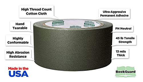 2 Inch Olive Book Repair Cloth Tape 15 Yard Roll