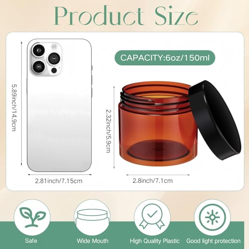 12 Pack 6 oz Plastic Container Jars with Lids Round Clear Travel Cosmetic Container Slime Jars for Toiletries (12 Count)