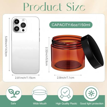 12 Pack 6 oz Plastic Container Jars with Lids Round Clear Travel Cosmetic Container Slime Jars for Toiletries (12 Count)