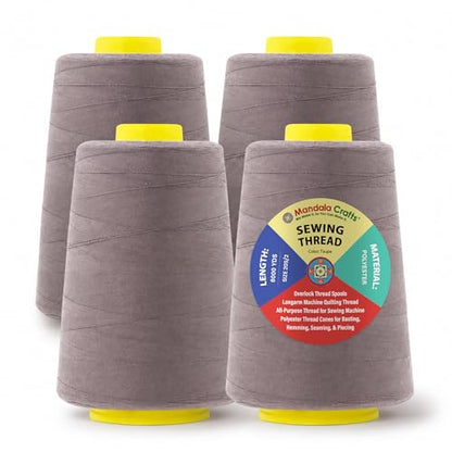 20S 2 Taupe Polyester 4 Pack of Serger Threads Cones (72000 Foot)