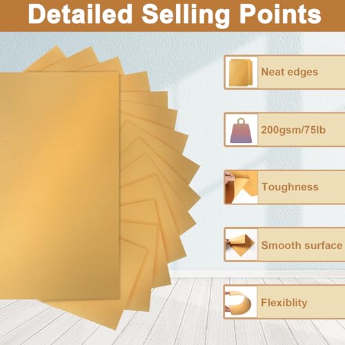 40 Sheets Gold Shimmer Cardstock 8.5 x 11 Certificate Paper 75lb (40 Count)