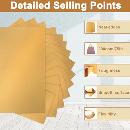 40 Sheets Gold Shimmer Cardstock 8.5 x 11 Certificate Paper 75lb (40 Count)