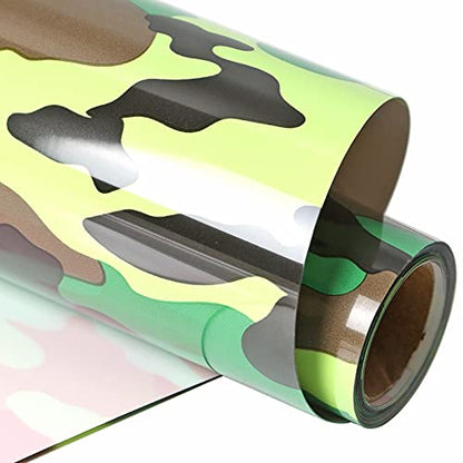 Heat Transfer Vinyl Camouflage Green HTV Rolls (8 Foot)