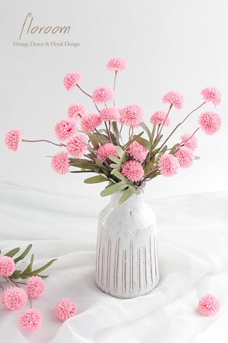 5pcs Pink Faux Silk Mums Artificial Flowers (5 Count)