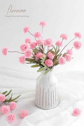 6pcs Pink Faux Silk Mums Artificial Flowers (6 Count)