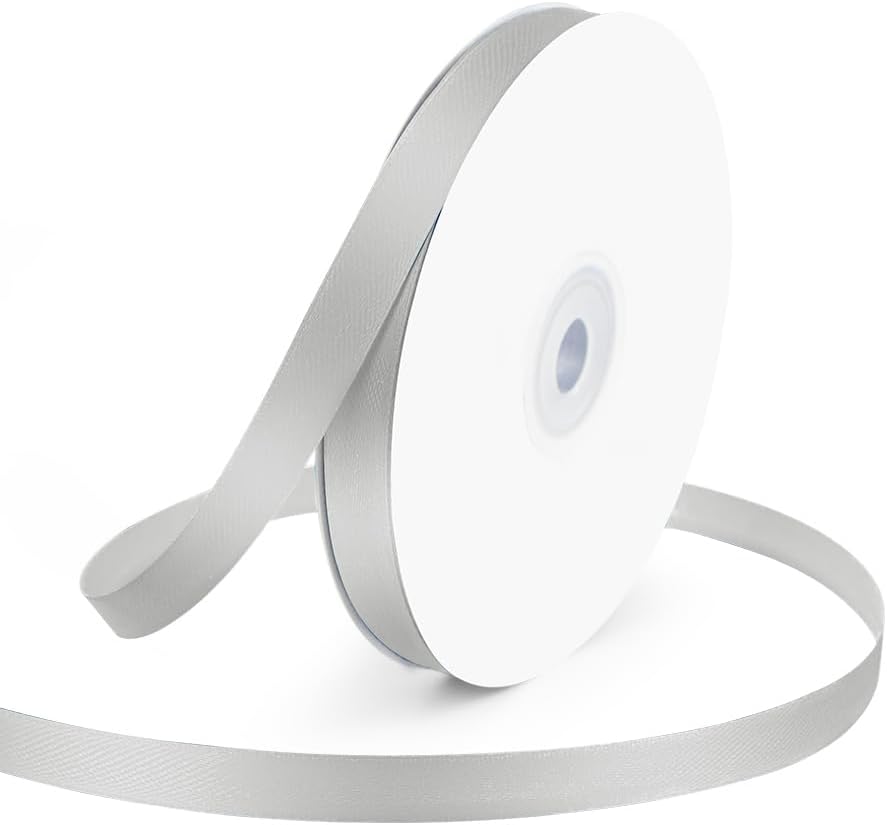 KMER LIFE 3/8" Wide x 50 Yards Silvery Polyester Satin Ribbon, Perfect for Wedding Decor, Crafts, Gift Wrapping & Other Projects - Crafty Corner