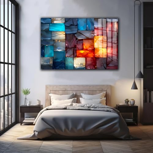 Magical Light Play and Stunning Colors Printed Tempered Glass Wall Art Painting for Living Room