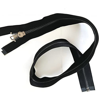 2PCS #5 27 Inch Zipper Black Nickel Teeth Zipper Black Metal Zipper Open End Zipper for Repair Coat Jacket (2 Count)