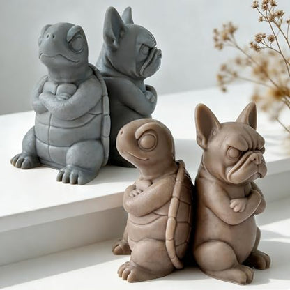 Couple Dog and Turtle Animal Cylinder Candle & Resin Mold