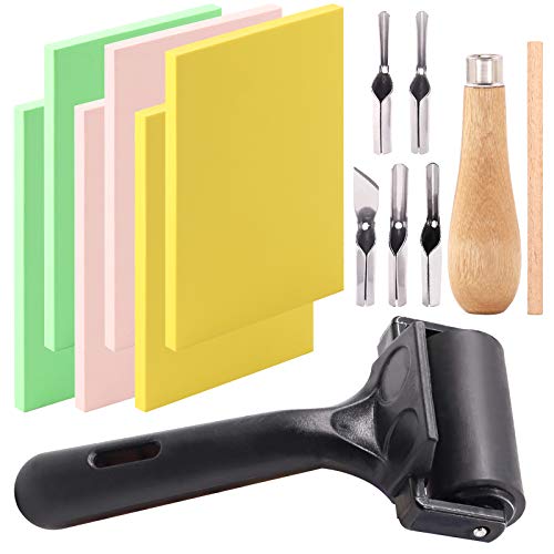 12Pcs Soft Rubber Carving Blocks Kit