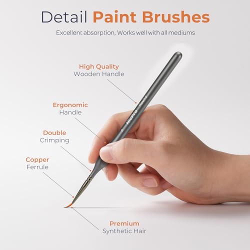 15 PCS Fine Detail Paint Brushes Set with Nylon Brush Case (15 Count)