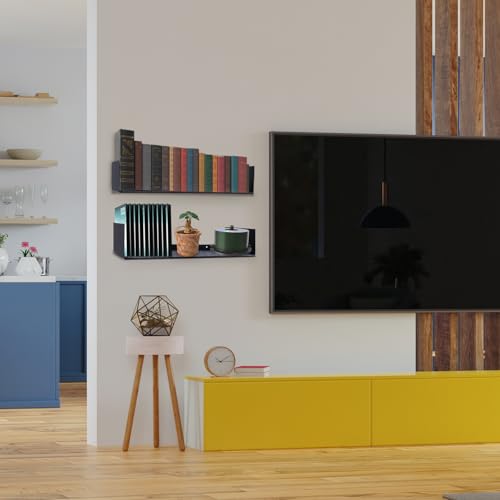 U Shape Floating Shelves Wall Mount Metal Bookshelf CD DVD Storage Display Shelves