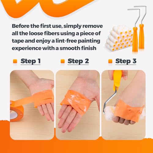 160 Pcs 4 Inch Paint Roller Covers with 2 Holder Microfiber Mini Small Paint Roller Kit for Painting Walls House Home